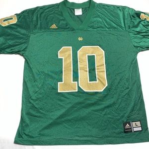 Adidas Notre Dame Mens Large Green Football Jersey
